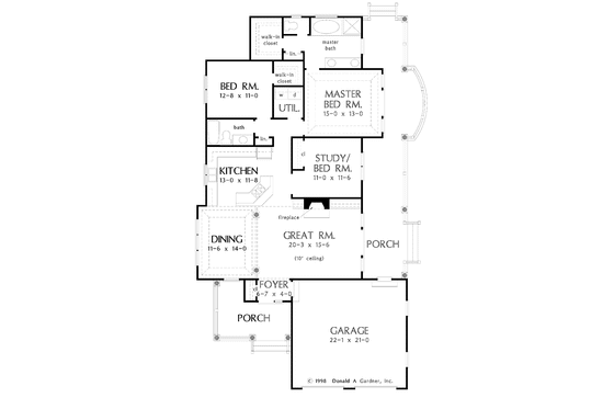 Floor Plan - Main Floor for Country House Plan #929-404 - 3 bed, 2 bath