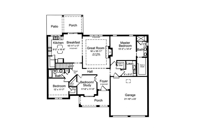 Dream House Plan - Floor Plan - Main Floor 1 for Cottage House Plan #46-844 - 3 bed, 2 bath
