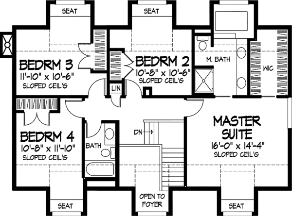 Home Plan - Colonial Floor Plan - Upper Floor Plan #320-891