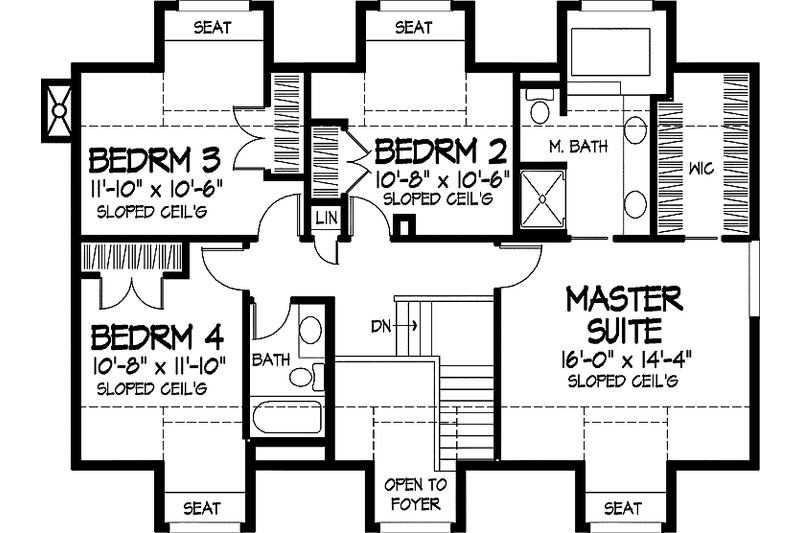Home Plan - Floor Plan - Upper Floor for Colonial House Plan #320-891 - 4 bed, 2.5 bath