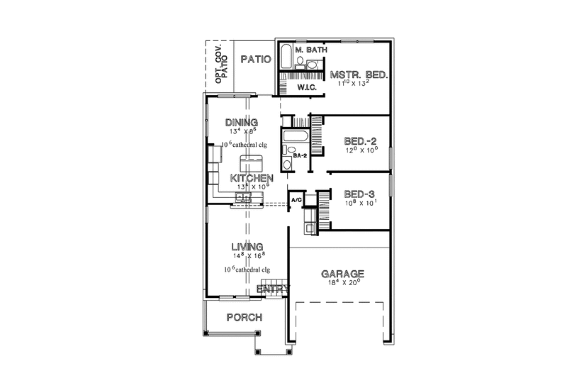 Home Plan - Floor Plan - Main Floor for Country House Plan #472-430 - 3 bed, 2 bath
