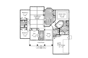 Floor Plan - Main Floor for Craftsman House Plan #417-797 - 3 bed, 2 bath