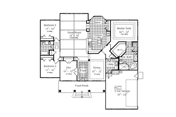 Floor Plan - Main Floor for Craftsman House Plan #417-797 - 3 bed, 2 bath