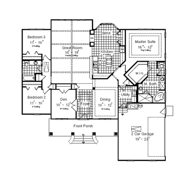 House Plan Design - Craftsman Floor Plan - Main Floor Plan #417-797