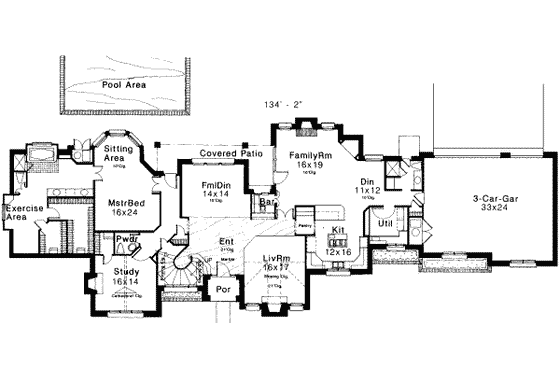 Floor Plan - Main Floor for European House Plan #310-153 - 4 bed, 4.5 bath