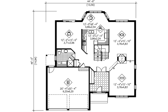 Floor Plan - Main Floor for Traditional House Plan #25-2194 - 3 bed, 1.5 bath