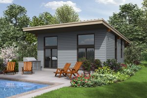 Exterior - Rear Elevation for Contemporary House Plan #48-685 - 2 bed, 1 bath