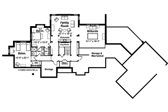 Floor Plan - Lower Floor for Country House Plan #928-73 - 4 bed, 4 bath