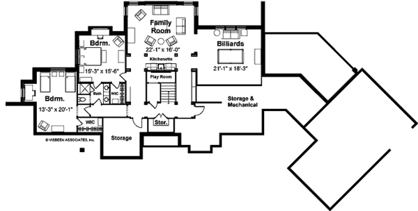 Country Floor Plan - Lower Floor Plan #928-73