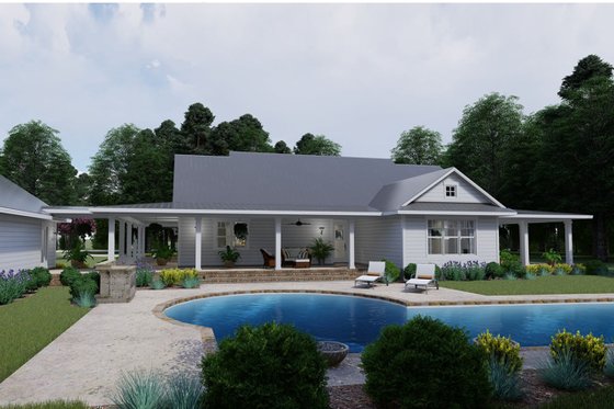 Exterior - Rear Elevation 1 for Farmhouse House Plan #120-254 - 3 bed, 2 bath