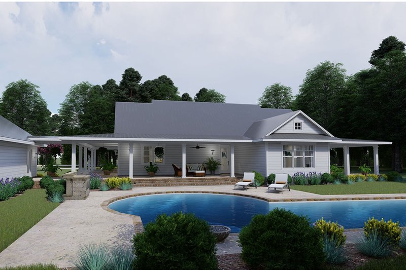 Dream House Plan - Exterior - Rear Elevation 1 for Farmhouse House Plan #120-254 - 3 bed, 2 bath