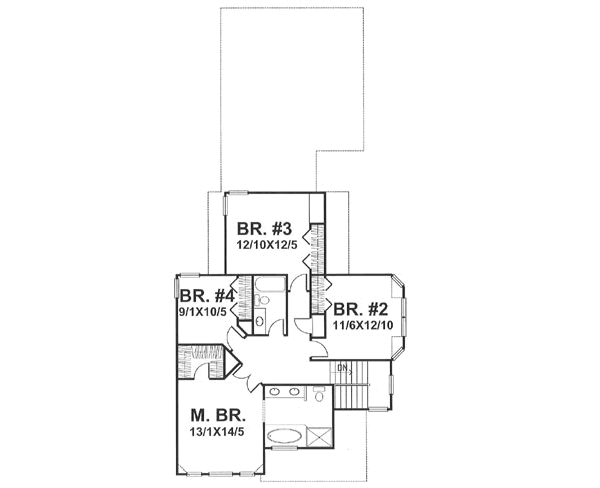 Traditional Floor Plan - Upper Floor Plan #50-118
