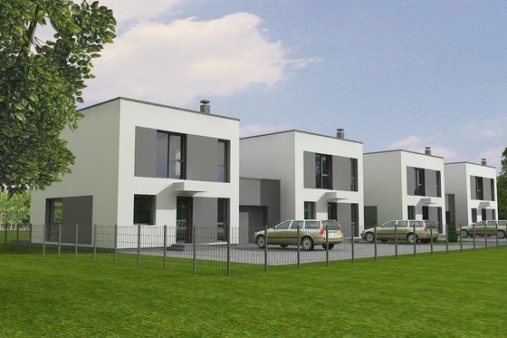 Exterior - Front Elevation for Contemporary House Plan #538-15 - 3 bed, 1.5 bath