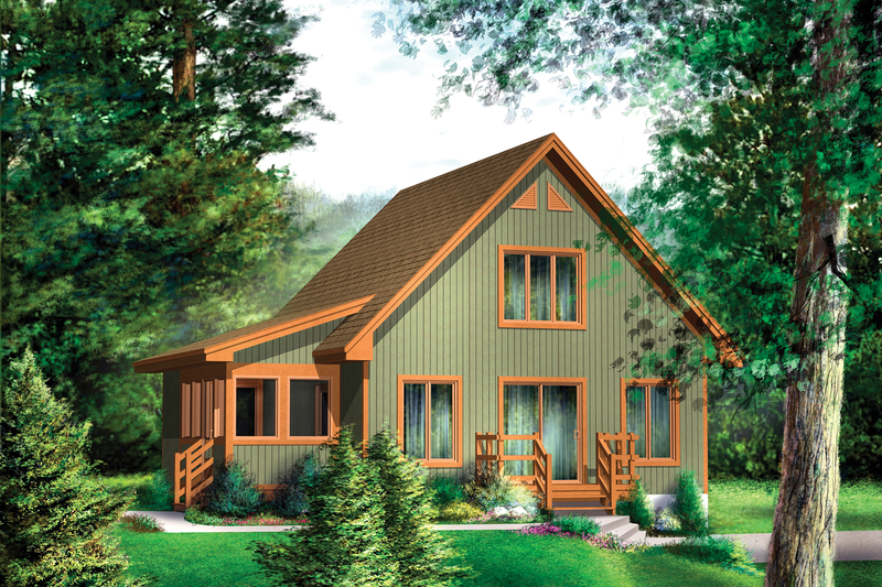 Cabin Style House Plan - 2 Beds 1 Baths 1352 Sq/Ft Plan #25-4411