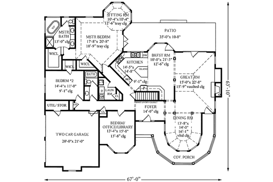 Floor Plan - Main Floor for Country House Plan #456-89 - 2 bed, 2 bath
