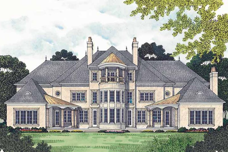 House Design - Exterior - Rear Elevation 1 for European House Plan #453-472 - 5 bed, 5 bath