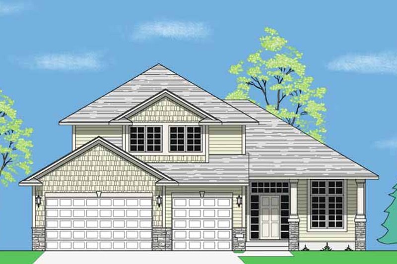 House Blueprint - Prairie Exterior - Front Elevation Plan #981-8