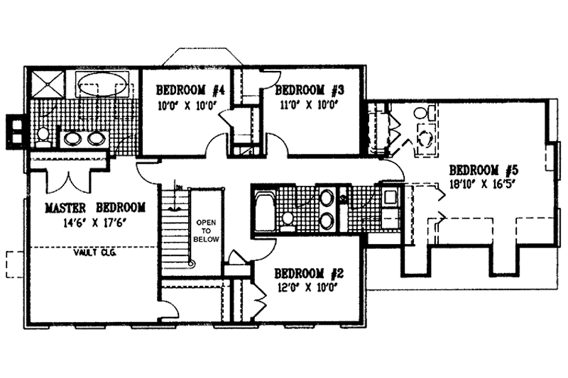 Architectural House Design - Floor Plan - Upper Floor for Classical House Plan #953-8 - 5 bed, 2.5 bath