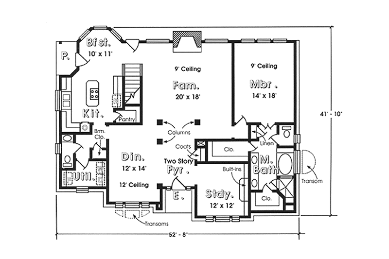 Home Plan - Floor Plan - Main Floor for Country House Plan #974-2 - 4 bed, 3.5 bath