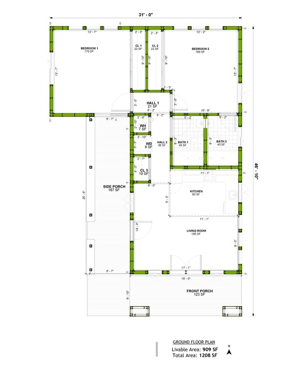 Adobe / Southwestern Floor Plan - Main Floor Plan #1106-97
