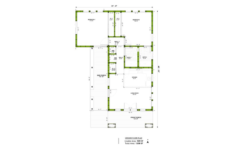 Dream House Plan - Floor Plan - Main Floor for Adobe / Southwestern House Plan #1106-97 - 2 bed, 2 bath