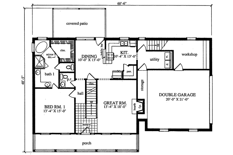 House Plan Design - Floor Plan - Main Floor for Country House Plan #42-691 - 3 bed, 2.5 bath
