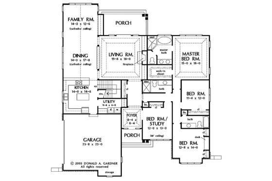 Floor Plan - Main Floor for Craftsman House Plan #929-777 - 4 bed, 3 bath