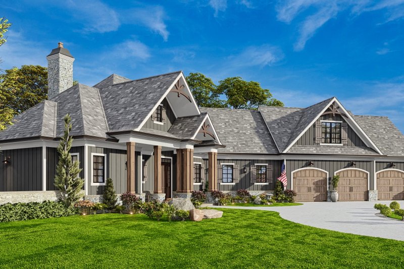 Architectural House Design - Exterior - Front Elevation 4 for Craftsman House Plan #54-435 - 3 bed, 2.5 bath