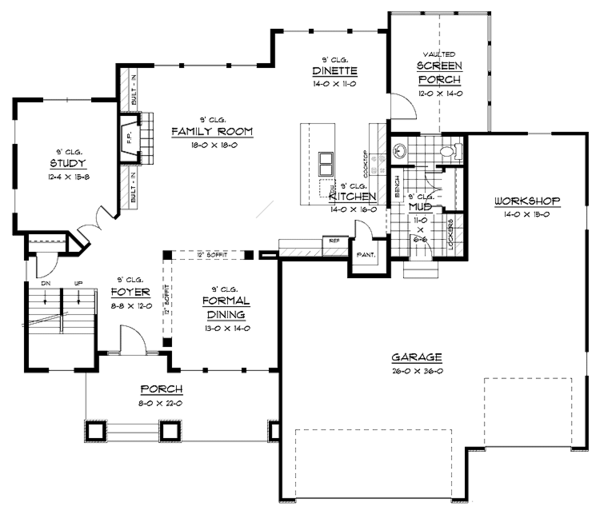 Architectural House Design - Traditional Floor Plan - Main Floor Plan #51-669