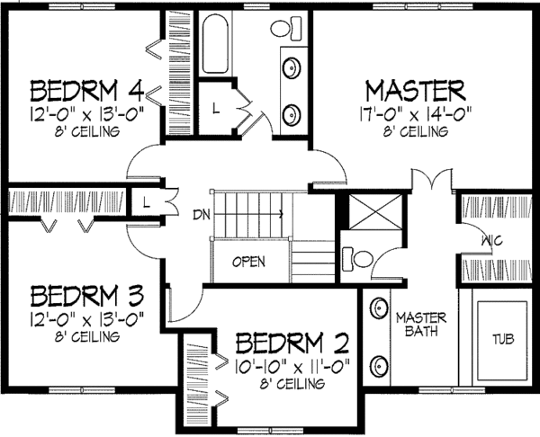 Architectural House Design - European Floor Plan - Upper Floor Plan #51-919