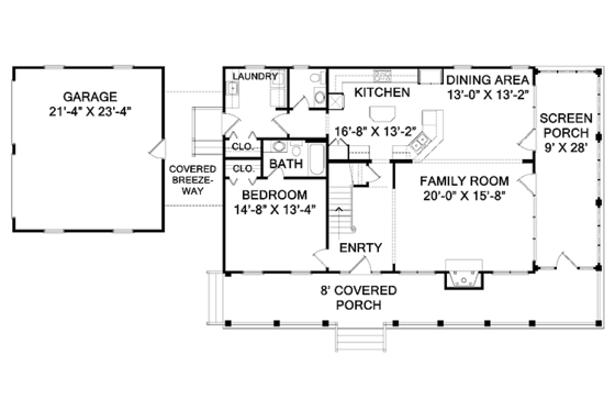 Floor Plan - Main Floor for Country House Plan #1054-1 - 3 bed, 3.5 bath