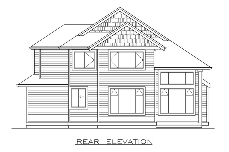House Blueprint - Exterior - Rear Elevation for Craftsman House Plan #1100-161 - 3 bed, 2.5 bath