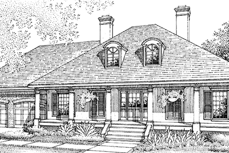 Home Plan - Country Exterior - Front Elevation Plan #45-486