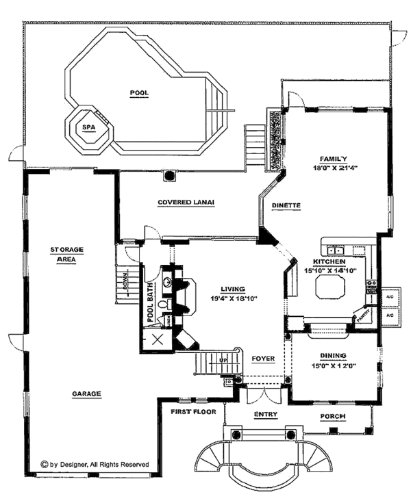 Home Plan - Mediterranean Floor Plan - Main Floor Plan #1017-25