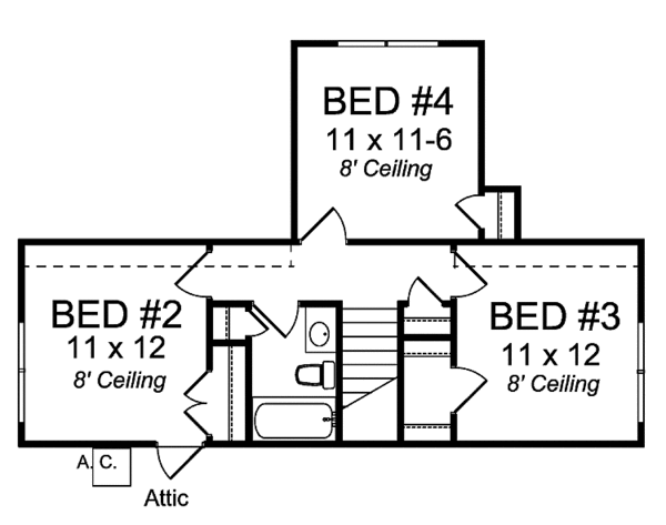 Home Plan - Country Floor Plan - Upper Floor Plan #513-2140