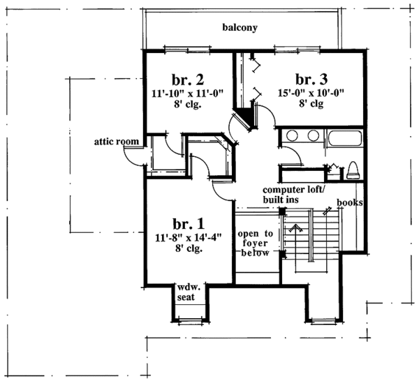 Architectural House Design - Country Floor Plan - Upper Floor Plan #930-53