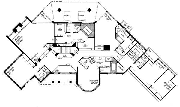 House Blueprint - European Floor Plan - Upper Floor Plan #72-831