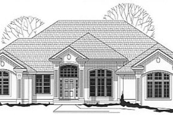 Exterior - Front Elevation for European House Plan #67-216 - 4 bed, 5 bath