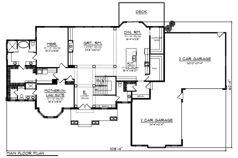 Architectural House Design - Floor Plan - Main Floor for Craftsman House Plan #70-1295 - 5 bed, 5.5 bath