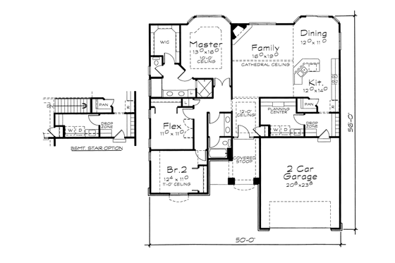 Floor Plan - Main Floor for Traditional House Plan #20-2106 - 3 bed, 2 bath