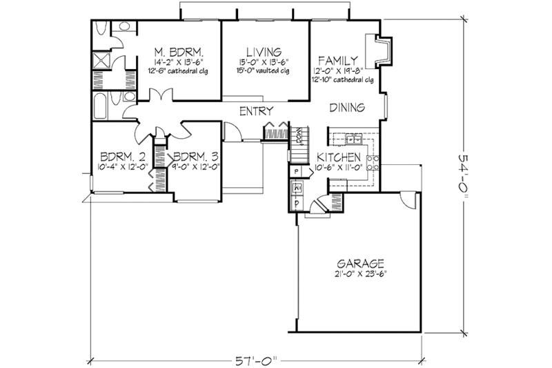 Dream House Plan - Floor Plan - Main Floor for Prairie House Plan #320-1061 - 3 bed, 2 bath