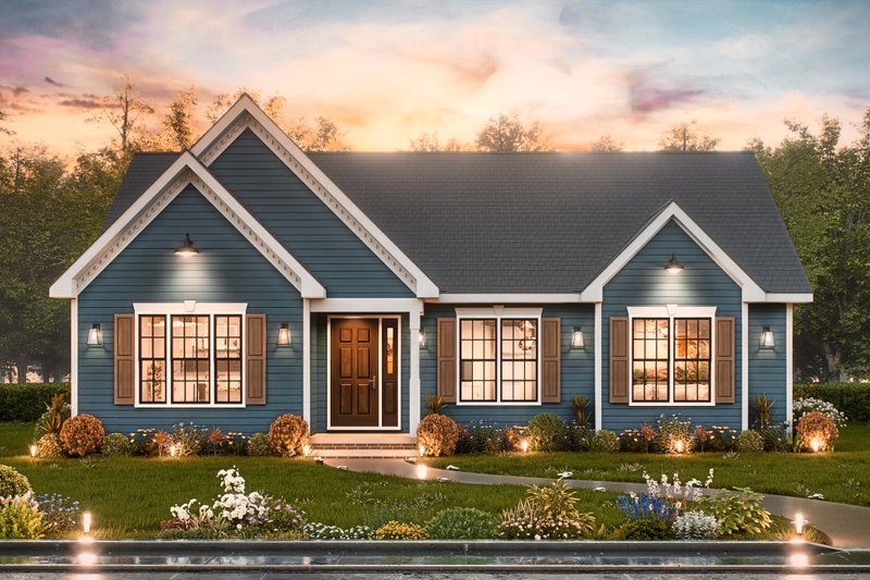 House Blueprint - Traditional Exterior - Front Elevation Plan #54-606