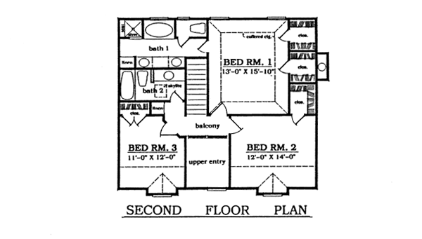 Country Floor Plan - Upper Floor Plan #42-134