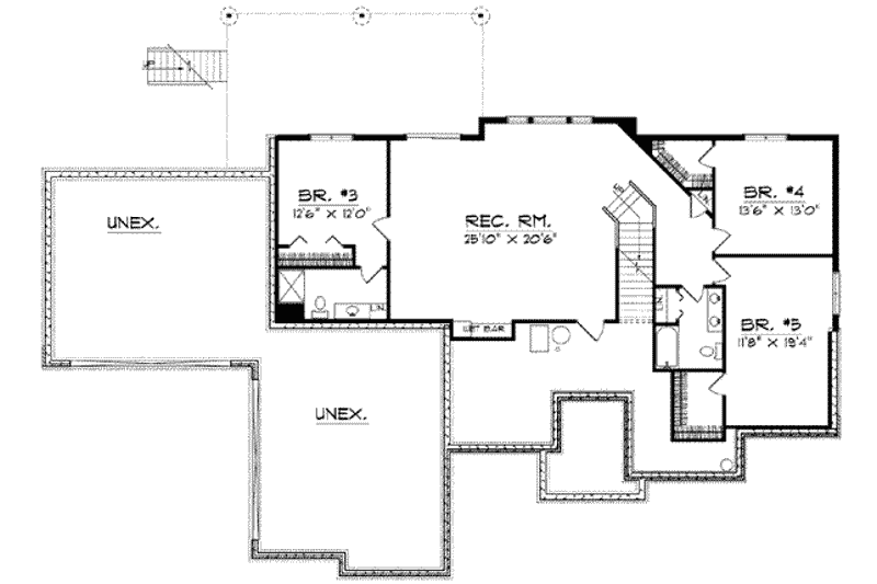 Home Plan - Floor Plan - Lower Floor for Traditional House Plan #70-583 - 4 bed, 3.5 bath