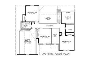 Floor Plan - Upper Floor for European House Plan #424-4 - 4 bed, 2.5 bath