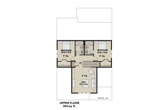 Floor Plan - Upper Floor for Craftsman House Plan #51-1289 - 3 bed, 3.5 bath