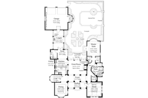 Floor Plan - Main Floor for Mediterranean House Plan #930-280 - 3 bed, 2.5 bath
