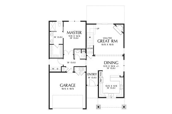 Floor Plan - Main Floor for Craftsman House Plan #48-901 - 4 bed, 2.5 bath