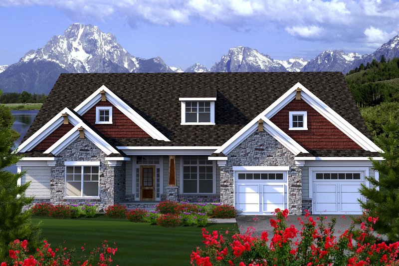 Architectural House Design - Ranch Exterior - Front Elevation Plan #70-1167