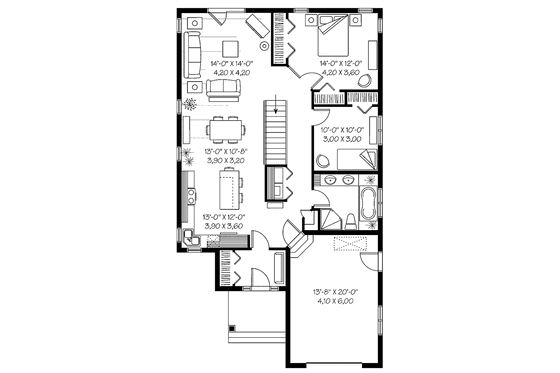 Floor Plan - Main Floor for Craftsman House Plan #23-2381 - 2 bed, 1 bath